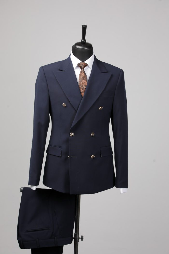 Costum Bleumarin Uni din Lână Elastică – Confort Suprem - imagine 3