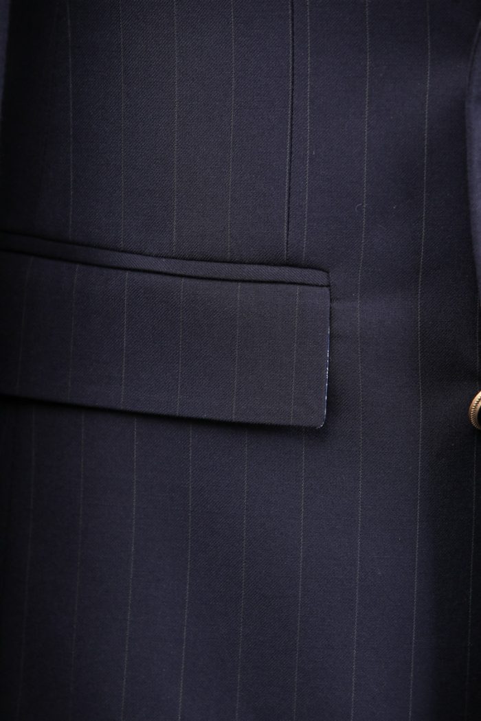 Costum Bleumarin în Dungi la Două Rânduri de nasturi - imagine 7