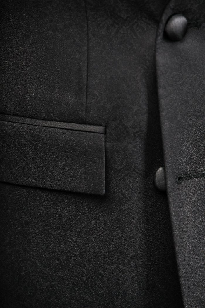 Costum de Mire Jacquard Negru la Două Rânduri – Lână & Bumbac - imagine 6
