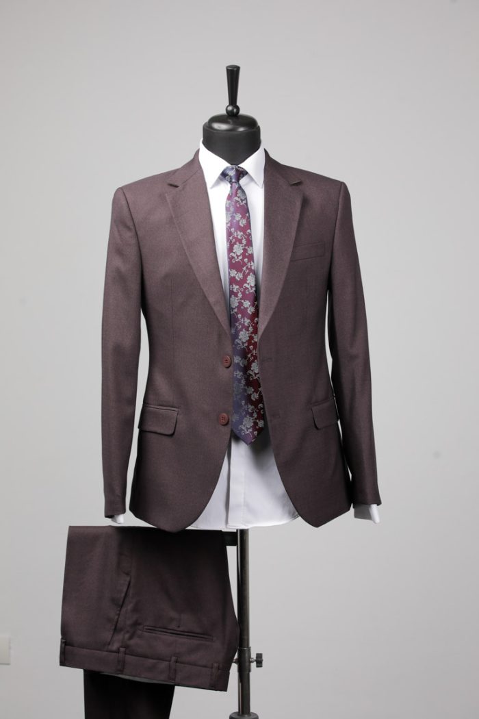 Costum Bărbați mov Prună Texturat – Lână Premium - imagine 3