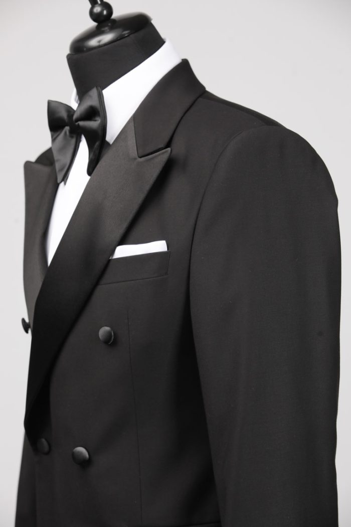 Costum de Mire Negru la Două Rânduri – Țesătură Bi-Stretch - imagine 6