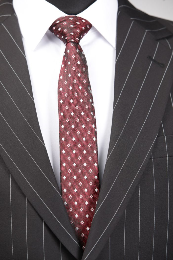 Costum Negru în Dungi din lână Țesătură Subțire - imagine 7