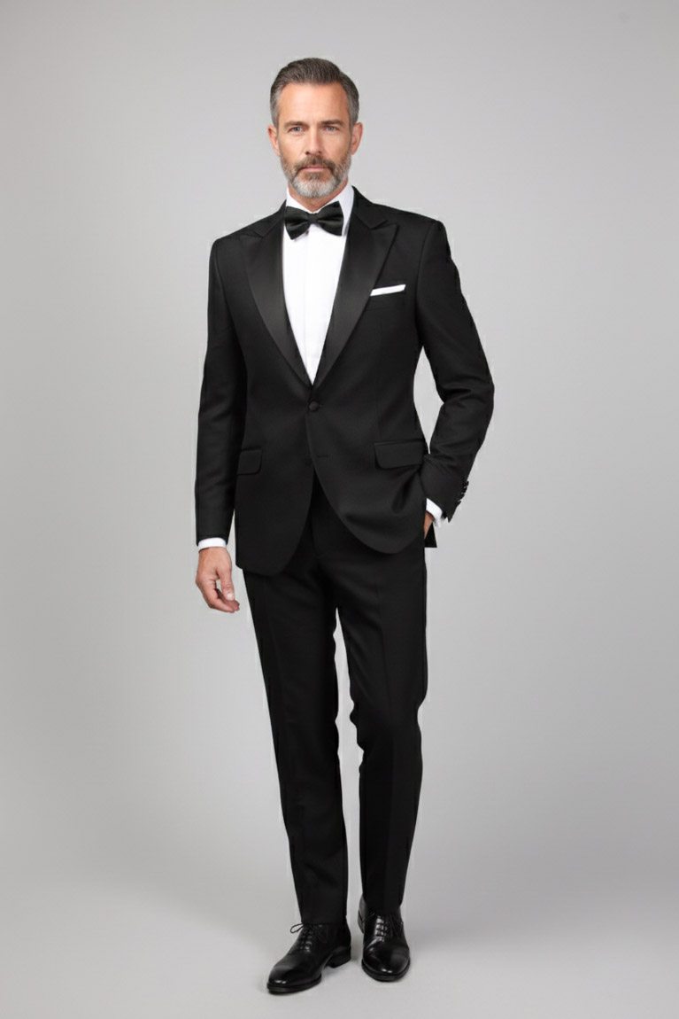 Costume barbati sibiu costume de mire sibiu costume de ceremonie -270 Costum de Mire Negru Elastic ROSINNI - imagine 1