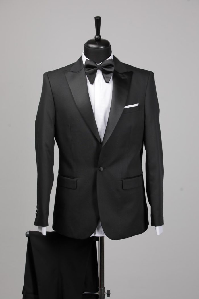 Costum de Mire Negru Uni de Vară (Un Nasture) – ROSINNI - imagine 6