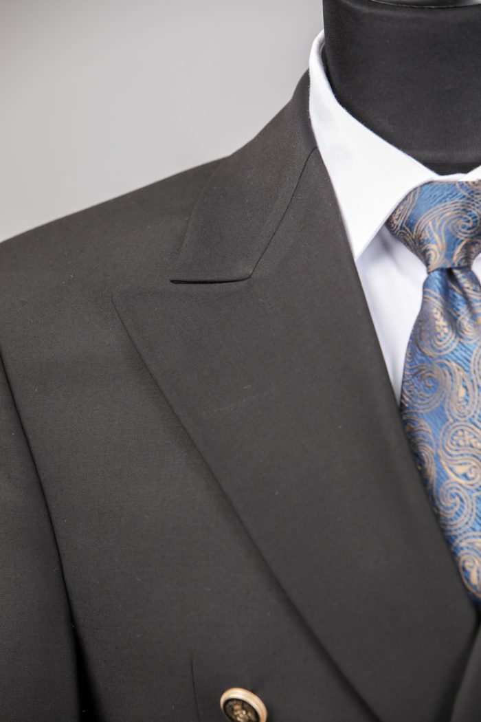 Costum Negru la Două Rânduri din Țesătură Bi-Stretch – ROSINNI - imagine 4