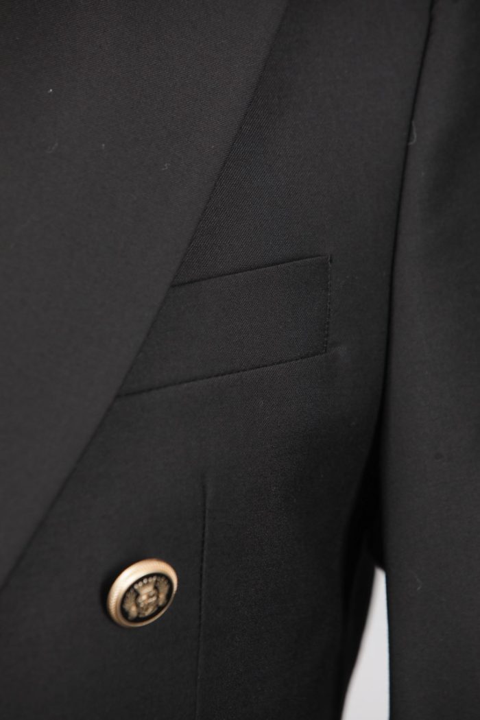 Costum Negru la Două Rânduri din Țesătură Bi-Stretch – ROSINNI - imagine 2