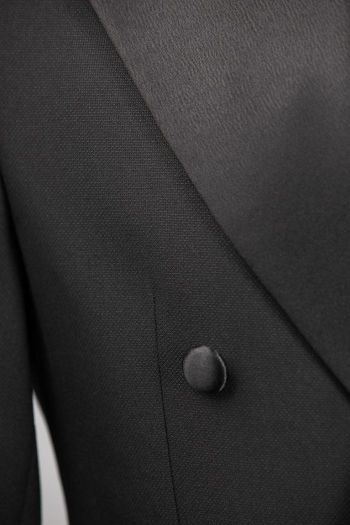 Costum de Mire Negru Texturat la Două Rânduri de nasturi - imagine 2