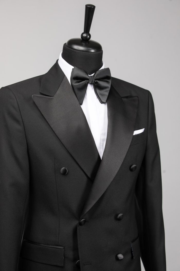 Costum de Mire Negru Texturat la Două Rânduri de nasturi - imagine 4