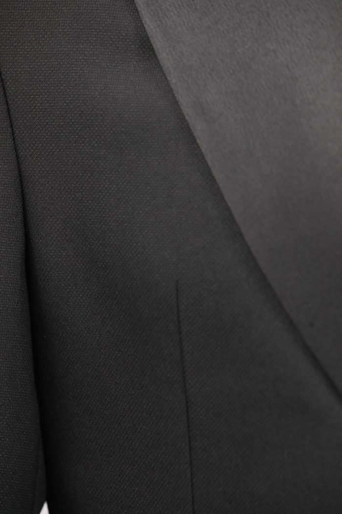 Costum de Mire Negru Texturat cu Rever din Satin – ROSINNI - imagine 2