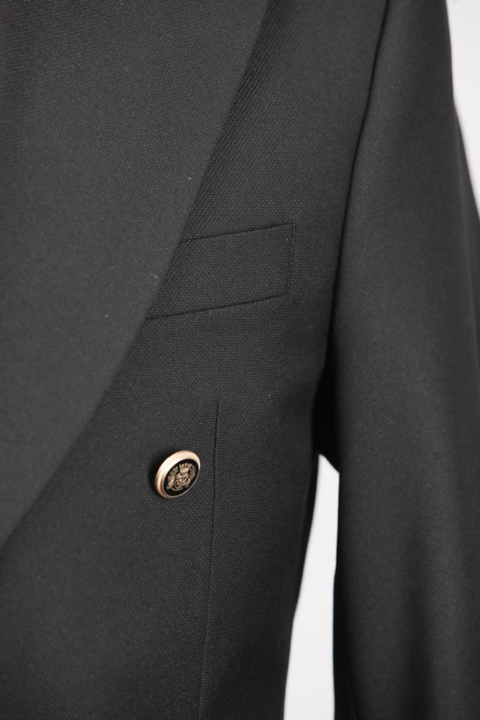 Costum Negru Texturat la Două Rânduri de Nasturi – ROSINNI - imagine 2