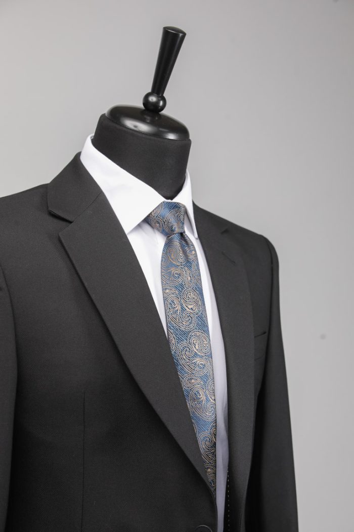 Costum Negru Texturat pentru Bărbați – ROSINNI - imagine 3