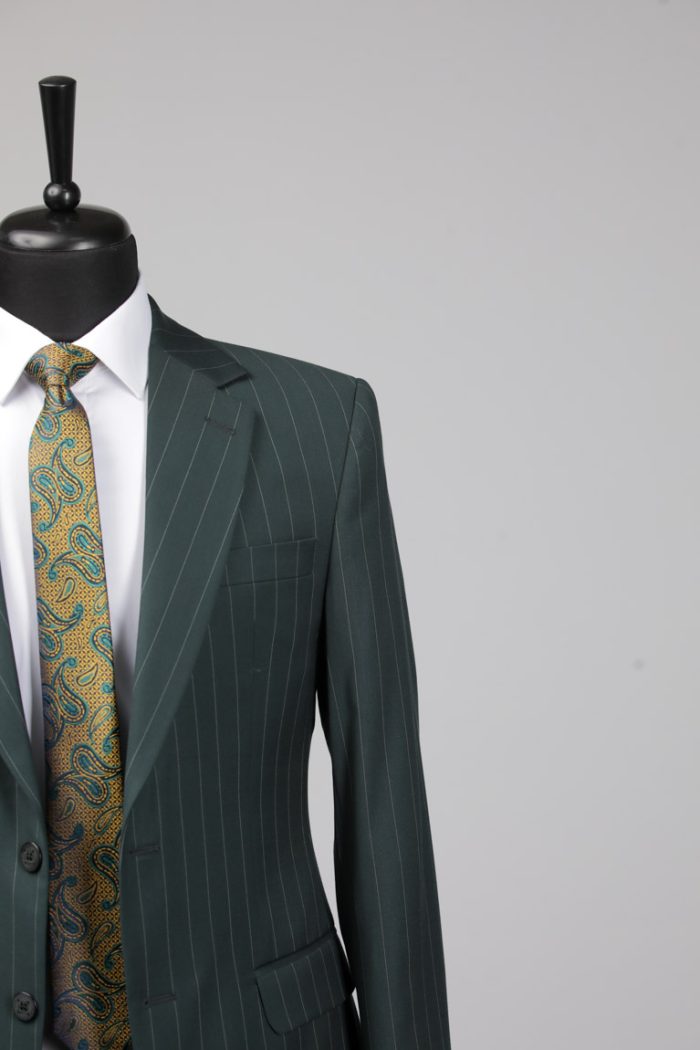 Costum Verde în Dungi ROSINNI - imagine 3