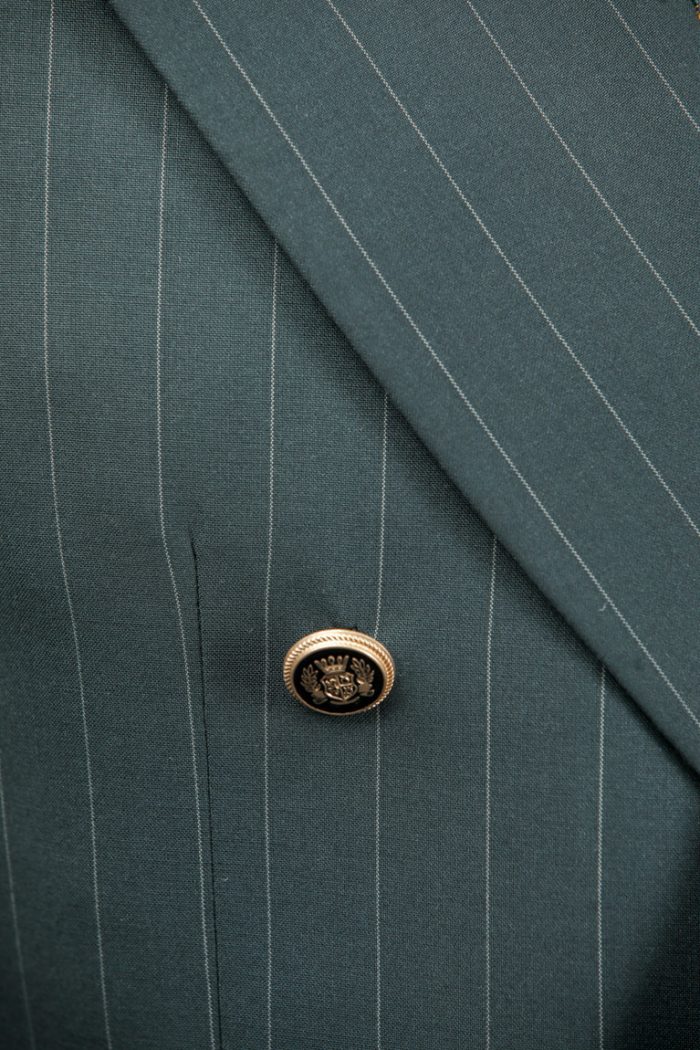 Costum Verde cu Dungi la Două Rânduri de Nasturi – ROSINNI - imagine 2