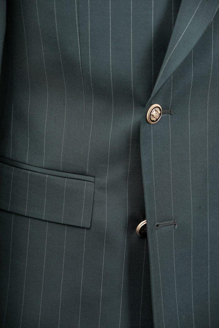 Costum Verde cu Dungi la Două Rânduri de Nasturi – ROSINNI - imagine 5