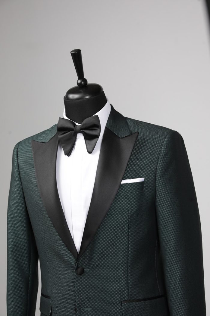 Costum de Mire Verde Texturat cu Pantalon Negru – ROSINNI - imagine 6