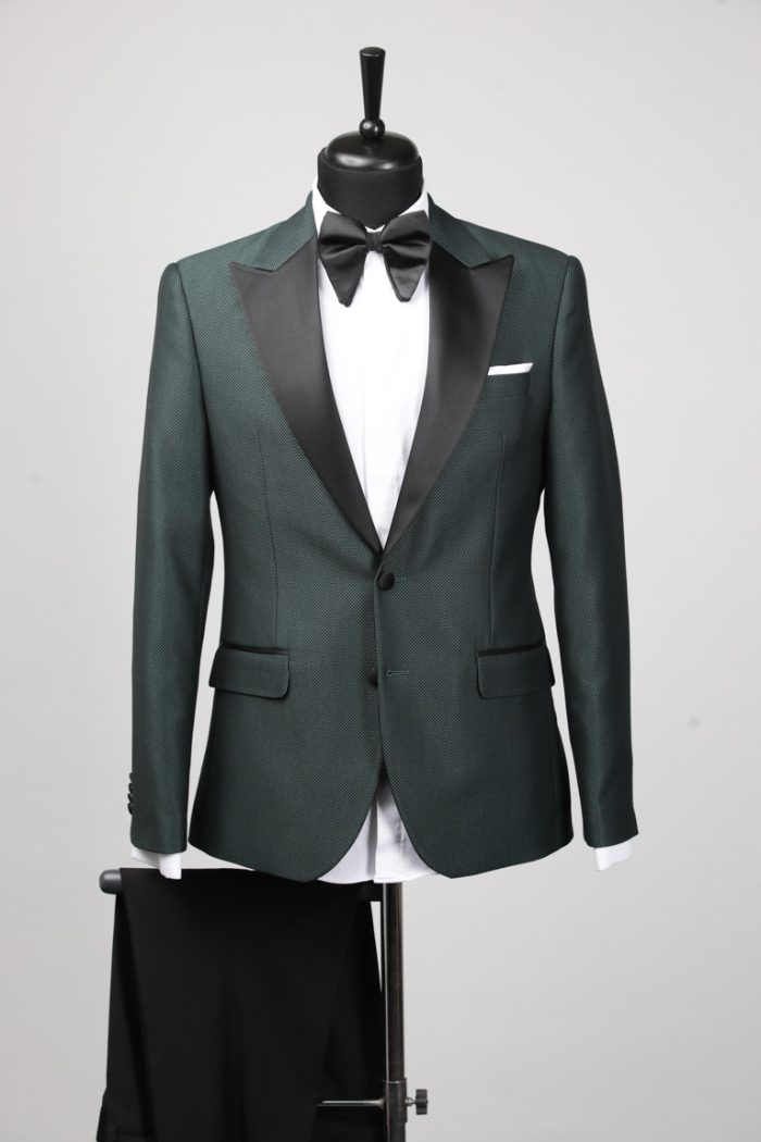 Costum de Mire Verde Texturat cu Pantalon Negru – ROSINNI - imagine 5