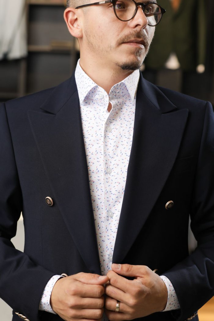 Cămașă Smart-Casual cu Micro-Imprimeu Bicolor și Țesătură Elastică - imagine 4