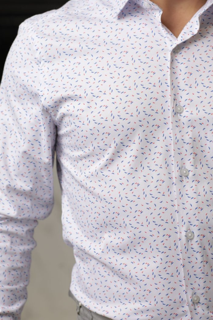 Cămașă Smart-Casual cu Micro-Imprimeu Bicolor și Țesătură Elastică - imagine 2