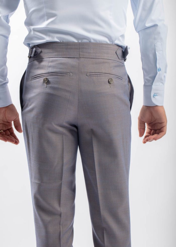 Pantaloni Sartoriali Gri-Bleu (Slate) din Lână cu Ajustare Laterală - imagine 5