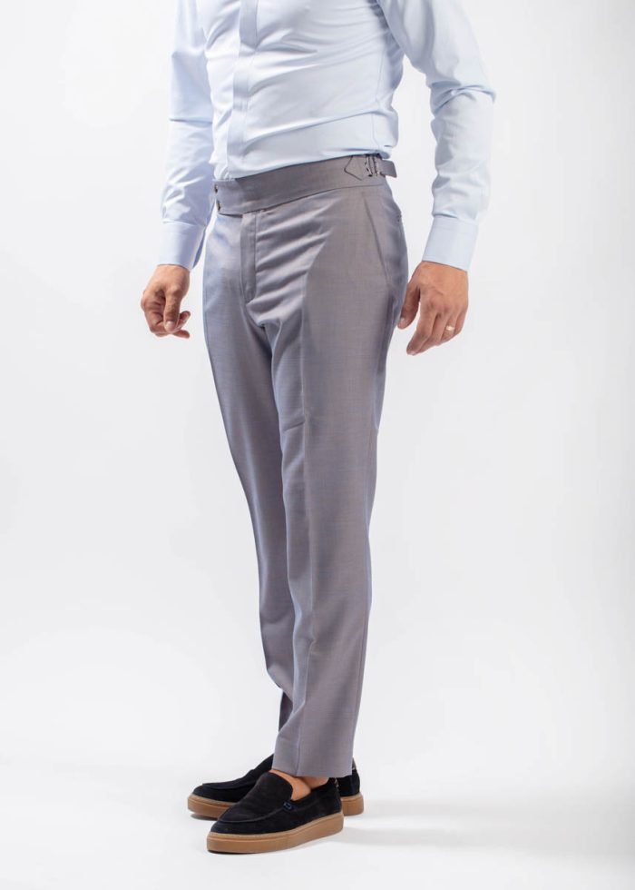 Pantaloni Sartoriali Gri-Bleu (Slate) din Lână cu Ajustare Laterală - imagine 4