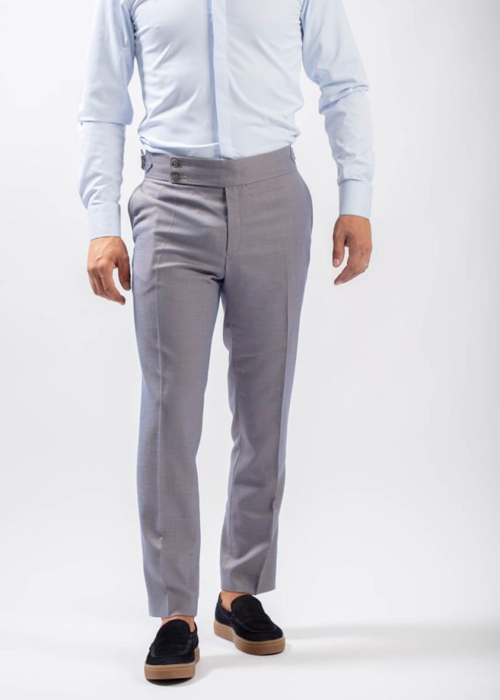 Pantaloni Sartoriali Gri-Bleu (Slate) din Lână cu Ajustare Laterală - imagine 3