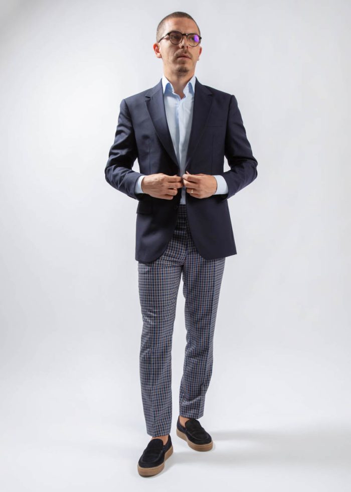 Pantaloni Sartoriali din Lână Premium în Carouri cu Ajustare Laterală - imagine 6