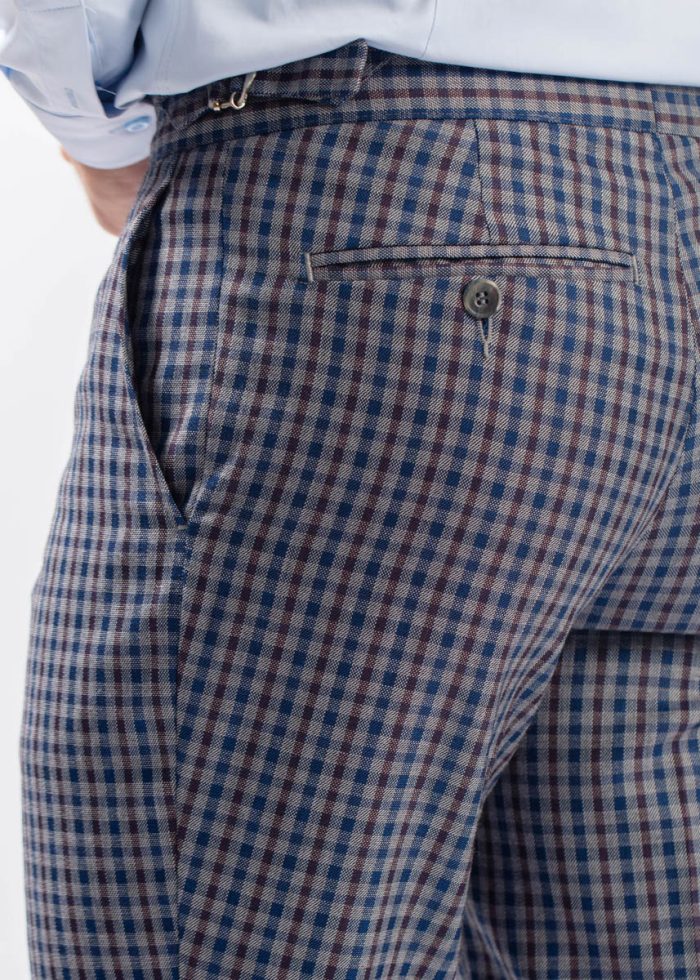 Pantaloni Sartoriali din Lână Premium în Carouri cu Ajustare Laterală - imagine 2