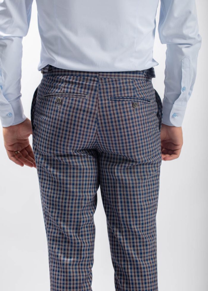 Pantaloni Sartoriali din Lână Premium în Carouri cu Ajustare Laterală - imagine 5