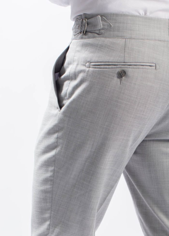 Pantaloni Sartoriali Gri Deschis din Lână Premium cu Ajustare Laterală - imagine 2